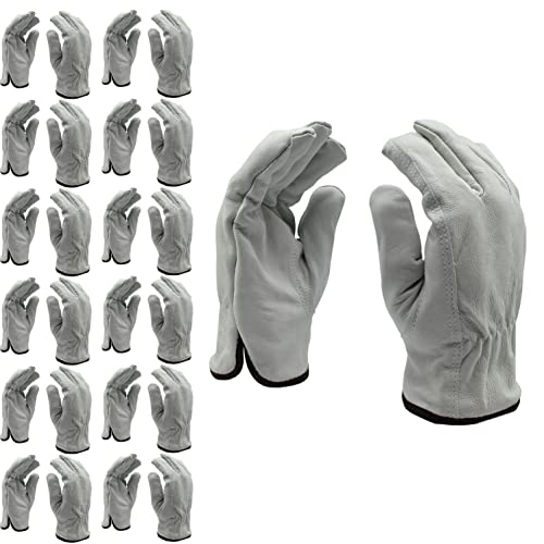 Cordova 8240L Premium Grain Cowhide Driver Gloves, Red Fleece Lined, Shirred Elastic Back, Keystone Thumb, Large, 12-Pack