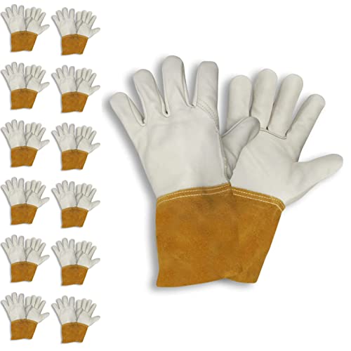 Cordova Standard Grain Cowhide Mig-Tig Gloves, 4-Inch, Russet Split Gauntlet, 12-Pack