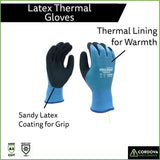 Cordova Cold Snap Thermo Gloves, Two-Ply, Polyester Shell, Brushed Acrylic Terry Lining, Full Gray Sandy Palm 12-Pack