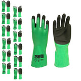 Cordova Tandem Chem Two-Layer Green/Black Sandy Nitrile Coating Gloves, 18-Gauge Nylon Liner, 12-Inch Length, 12-Pack