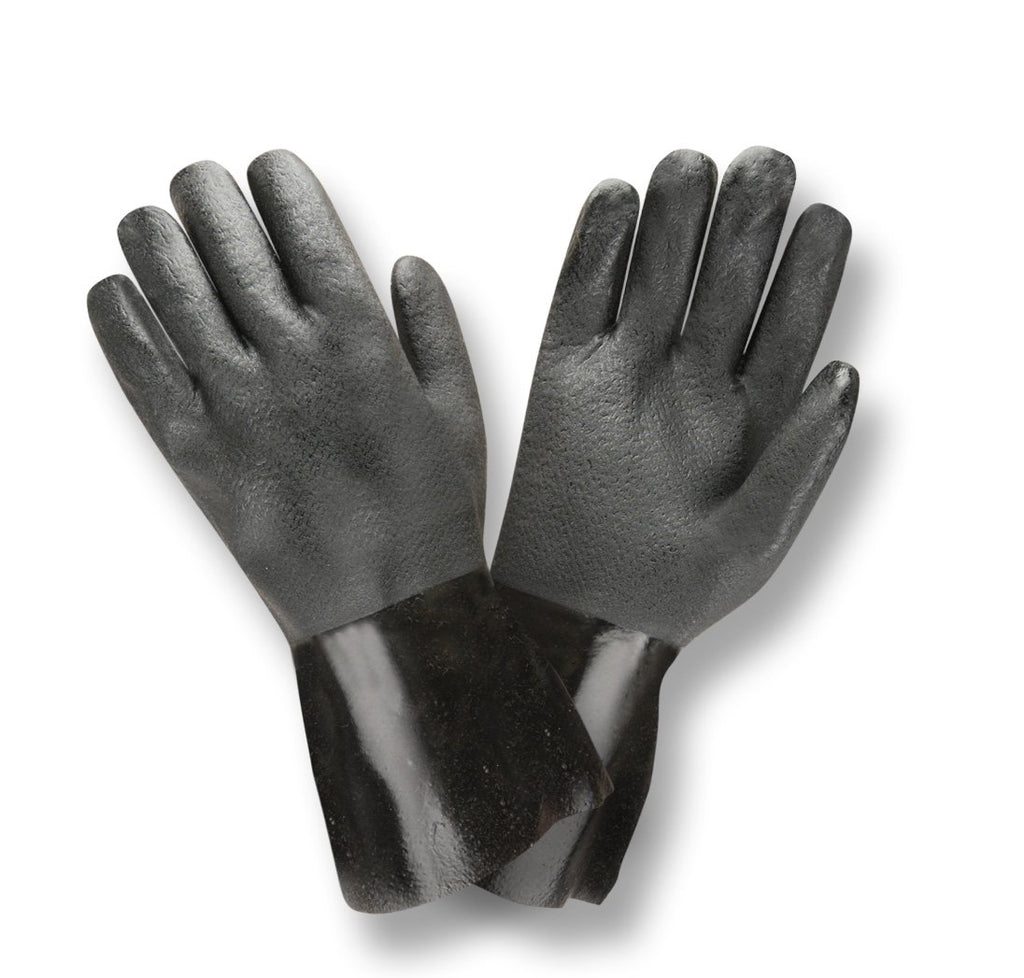 Cordova 5114J Black Double Dipped Gloves, Etched Grip, Jersey Lined, 14-Inch, Large, 12-Pack