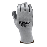 Cordova 3712GL Rival Light Gray 13-Gauge HPPE Shell Gloves, Gray Polyurethane Palm Coating, ANSI Cut Level A2, Large, 3-Pack