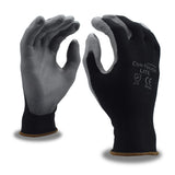 Cordova Cor-Touch Lite Premium Gloves, 15-Gauge, Black Nylon Shell, Gray Polyurethane Palm Coating, 12-Pack