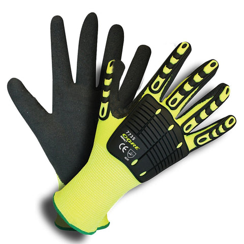 Cordova 7735 Impact Gloves, Padded Nitrile Coating for Extra Grip, Reinforced Thumb, High-Visibility Work Gloves with Impact Protection, Flexible and Comfy, Heavy-Duty, Large