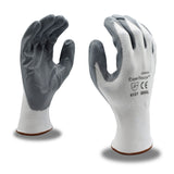 Cordova Cor-Touch 13-Gauge Gloves, White Nylon Shell, Gray Flat Nitrile Palm Coating, 12-Pack