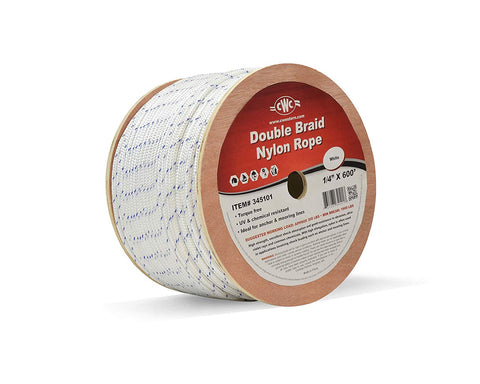 Double Braid Nylon Rope Line - 600 ft, White - StaplermaniaStore